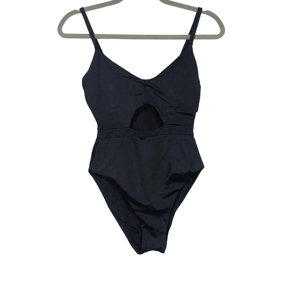 NWT Andie The Samoa One Piece Swimsuit Keyhole V Neck Removable Cups S Black - Picture 2 of 11